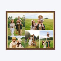 Печать горизонтального коллажа в коричневой рамке 40х30 с загрузкой фотографий