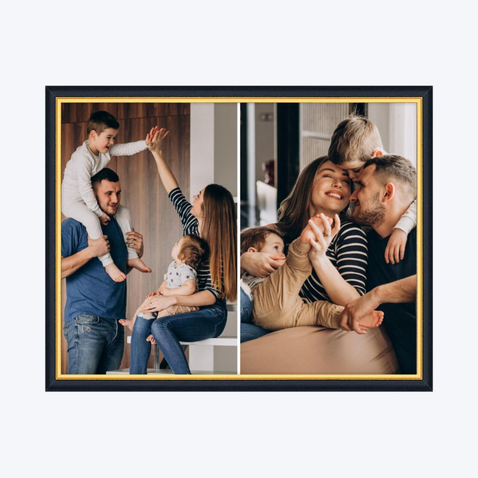 Печать горизонтального коллажа в чёрной рамке 40х30 с загрузкой фотографий
