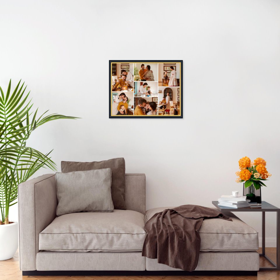 Печать горизонтального коллажа в чёрной рамке 40х30 с загрузкой фотографий