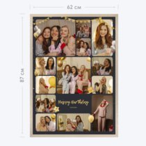 Печать вертикального коллажа 62х87 в бежево-золотистой рамке