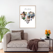 Печать вертикального коллажа 62х87 в бежево-золотистой рамке