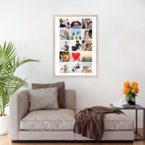 Печать вертикального коллажа 62х87 в бежево-золотистой рамке