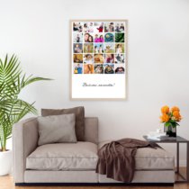 Печать вертикального коллажа 62х87 в бежево-золотистой рамке