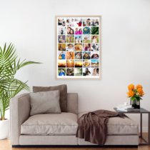 Печать вертикального коллажа 62х87 в бежево-золотистой рамке