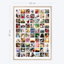 Печать вертикального коллажа 62х87 в бежево-золотистой рамке