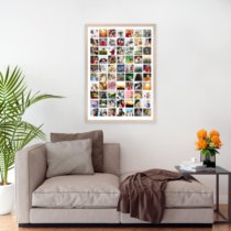 Печать вертикального коллажа 62х87 в бежево-золотистой рамке