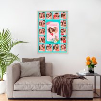 Печать вертикального коллажа 62х87 в бежево-золотистой рамке