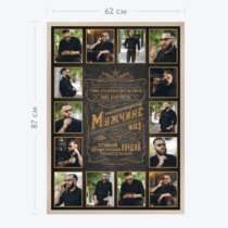 Печать вертикального коллажа 62х87 в бежево-золотистой рамке