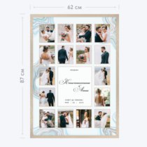 Печать вертикального коллажа 62х87 в бежево-золотистой рамке