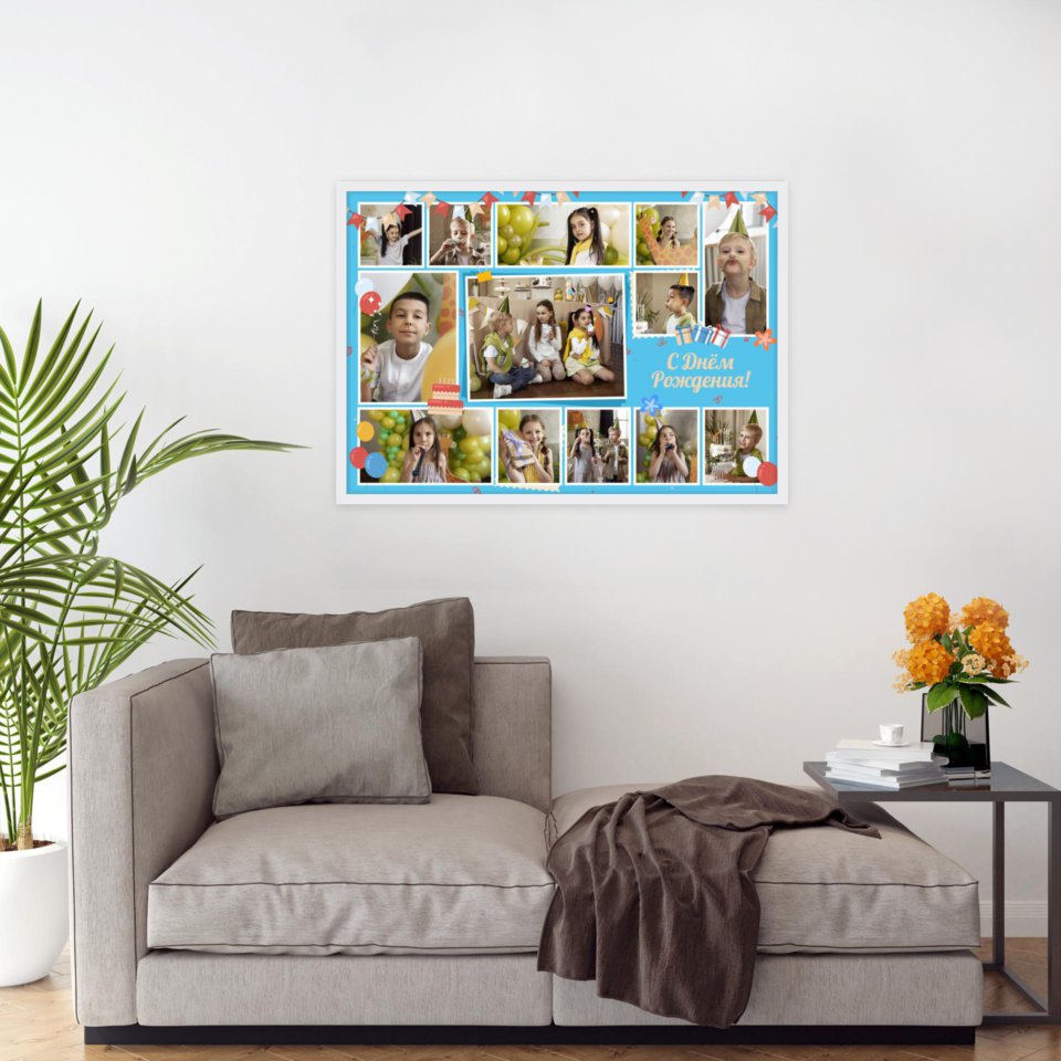 Печать горизонтального коллажа 87х62 в белой рамке