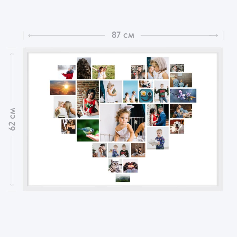 Печать горизонтального коллажа 87х62 в белой рамке