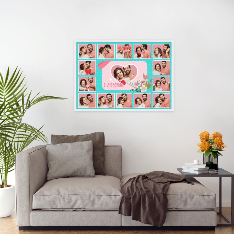 Печать горизонтального коллажа 87х62 в белой рамке