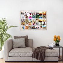 Печать горизонтального коллажа 87х62 в бежево-золотистой рамке