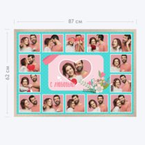 Печать горизонтального коллажа 87х62 в бежево-золотистой рамке