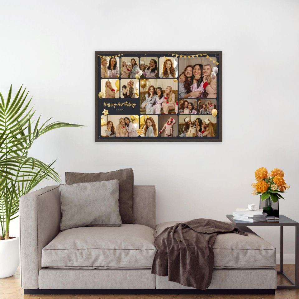 Печать горизонтального коллажа 87х62 в рамке цвета венге