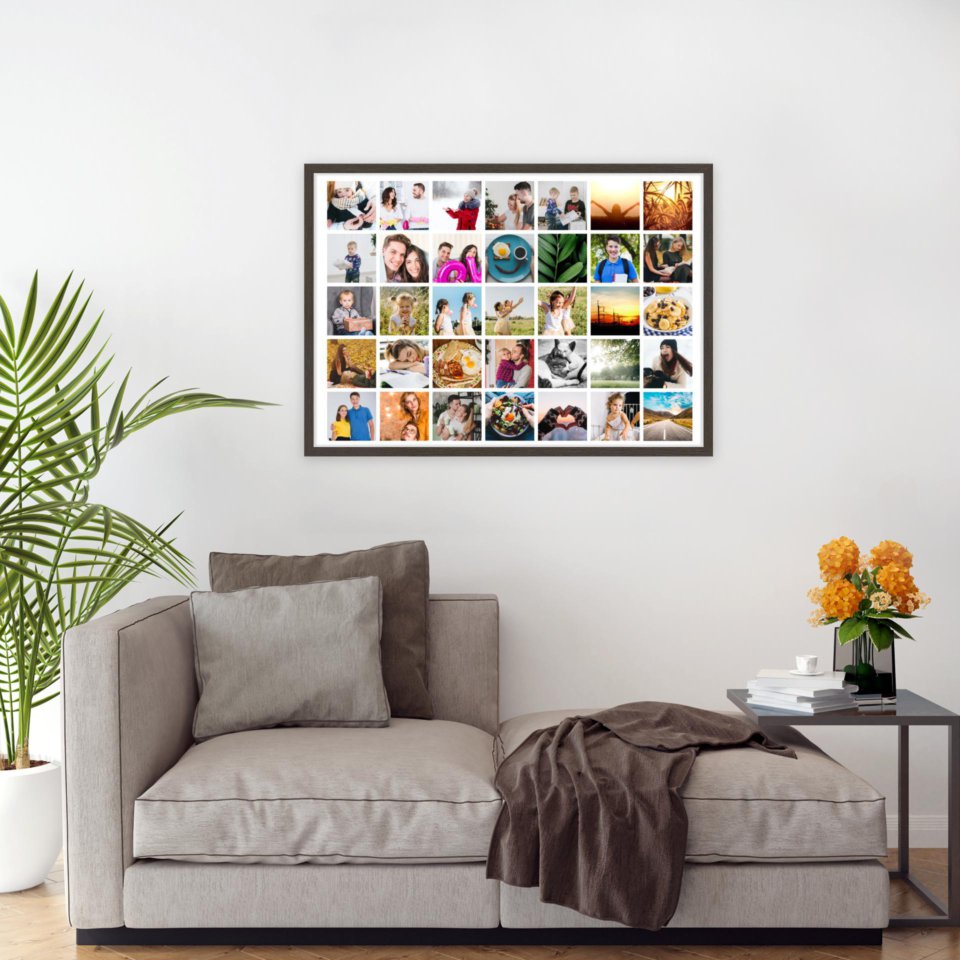 Печать горизонтального коллажа 87х62 в рамке цвета венге