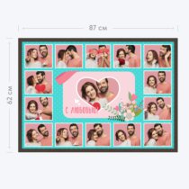 Печать горизонтального коллажа 87х62 в рамке цвета венге