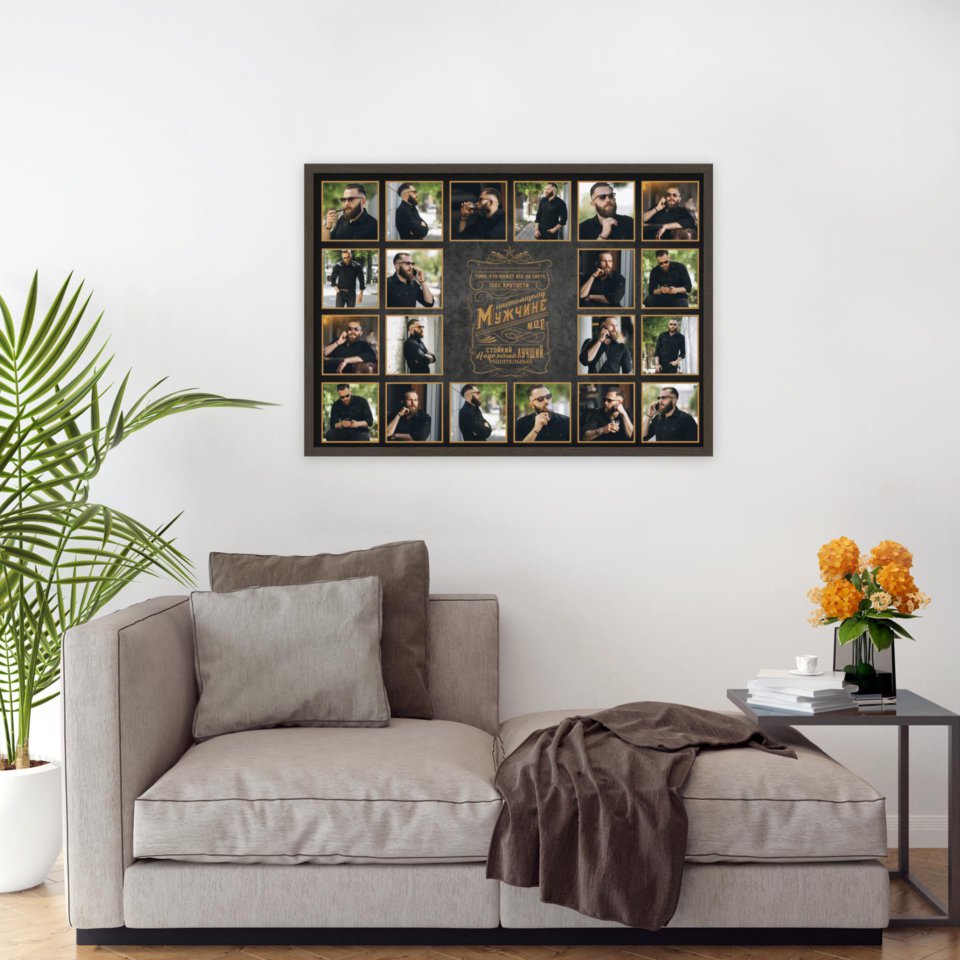 Печать горизонтального коллажа 87х62 в рамке цвета венге