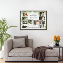 Печать горизонтального коллажа 87х62 в рамке цвета венге