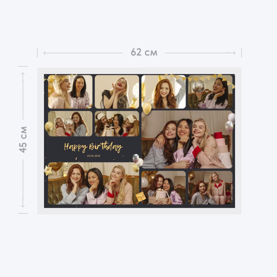 Печать горизонтального коллажа 60х42 в белой рамке