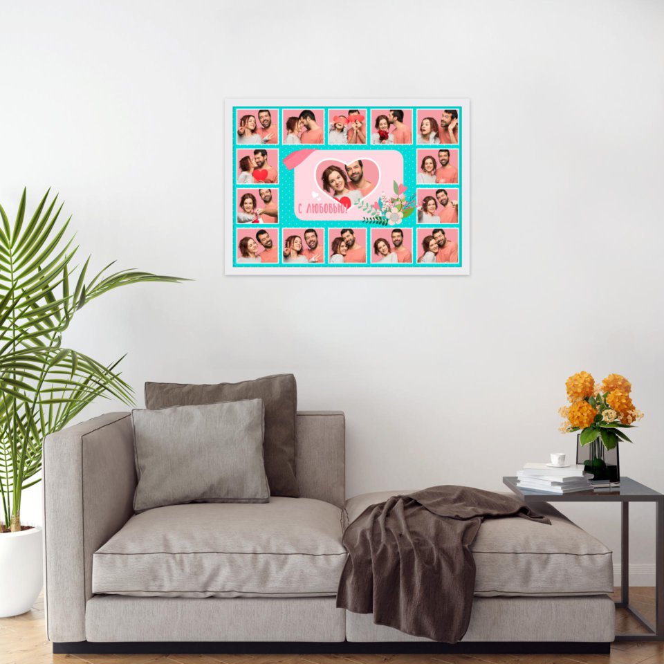 Печать горизонтального коллажа 60х42 в белой рамке